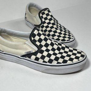 VANS Classic Slip On White/Black Checkered Canvas Women’s 9 Off White Men 7.5